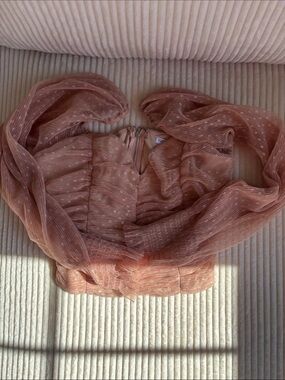 NWOT Fashion Nova Rose Pink Sheer Polka Dot Crop Top